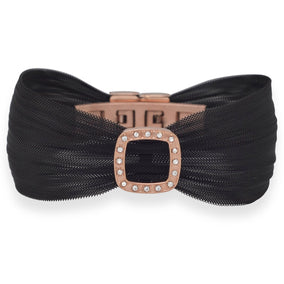 Elegant Black Tone Stainless Steel Mesh Bracelet with Crystal