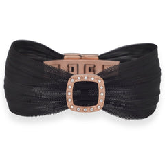 Elegant Black Tone Stainless Steel Mesh Bracelet with Crystal