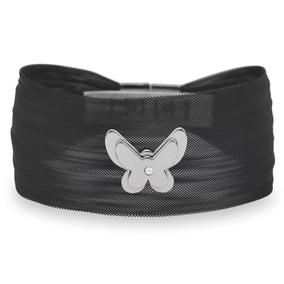 Adorable Black Tone Stainless Steel Mesh Bracelet with Butterfly
