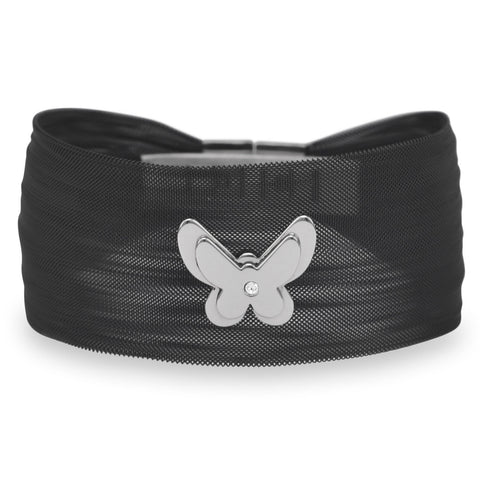 Adorable Black Tone Stainless Steel Mesh Bracelet with Butterfly