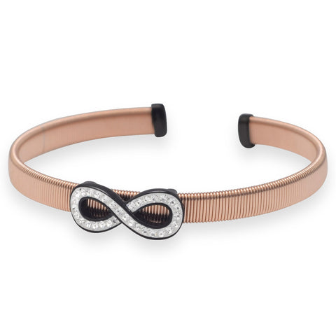 14 Karat Rose Gold Plated Stainless Steel Infinity Cuff Bracelet