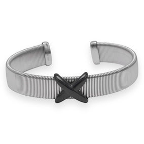 Stainless Steel Cuff Bracelet with "X" Design