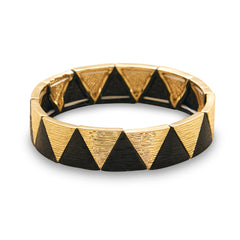 Gold and Black Pyramid Fashion Stretch Bracelet