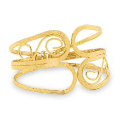 Hammered Gold Tone Hinged Fashion Cuff Bracelet