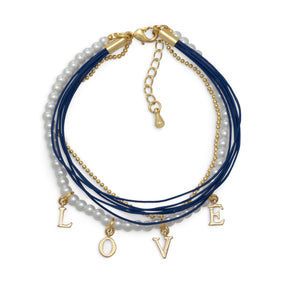 7" + 2" Multistrand 18K Gold Plated Copper "LOVE" Bracelet