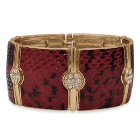 Red and Black Faux Snakeskin Stretch Fashion Bracelet