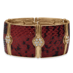 Red and Black Faux Snakeskin Stretch Fashion Bracelet