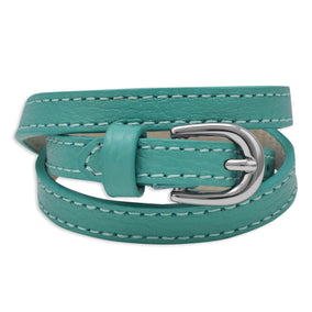 Turquoise Leather Fashion Wrap Bracelet with Buckle