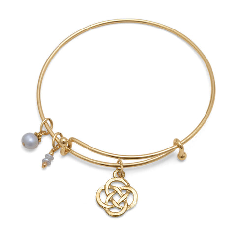 Expandable Gold Tone Celtic Fashion Bangle Bracelet