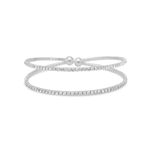 Double Row Crystal Fashion Memory Bracelet
