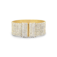 Glamorous Gold Tone Crystal Flex Cuff Fashion Bracelet