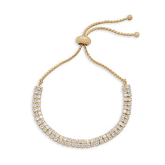 Gold Tone CZ Friendship Bolo Fashion Bracelet