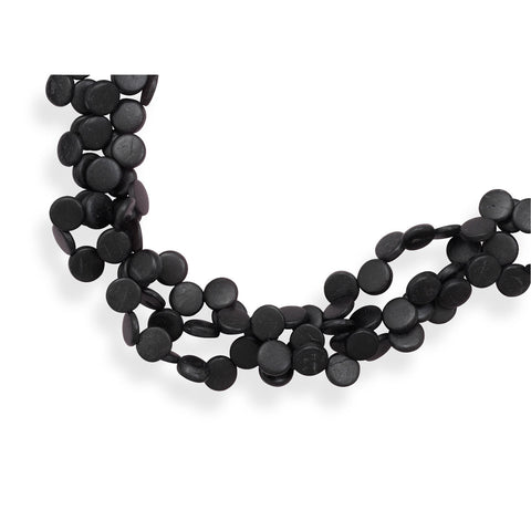 Triple Strand Coco Wood Bead Fashion Necklace