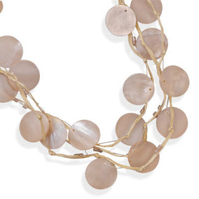 Multistrand Raffia Fashion Necklace with Glass Beads and Shell