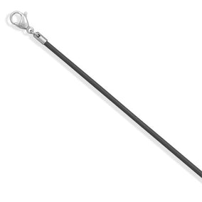 2.0mm Black Rubber Necklace with Stainless Steel Closure