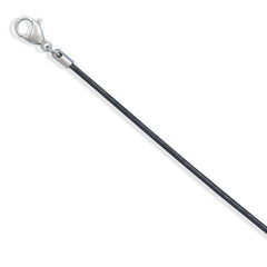 1.5mm Black Leather Necklace with Stainless Steel Closure