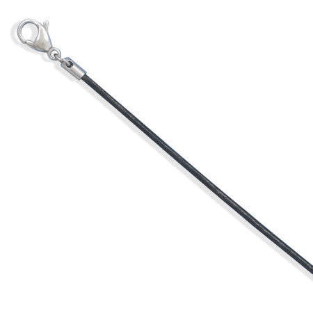 1.5mm Black Leather Necklace with Stainless Steel Closure