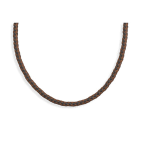 21.5" Braided Brown and Tan Leather Necklace