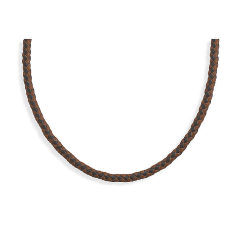 21.5" Braided Brown and Tan Leather Necklace