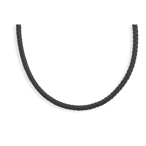 20" Braided Black Leather Necklace