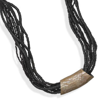 17"+3" Multistrand Bead Fashion Necklace with Shell Tube