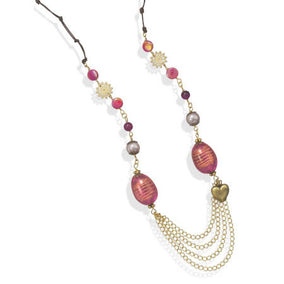 26" Multibead Leather Fashion Necklace