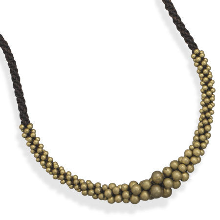 18" Crochet Necklace with Graduated Brass Beads