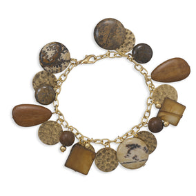 7.5" Multibead Gold Plated Fashion Bracelet