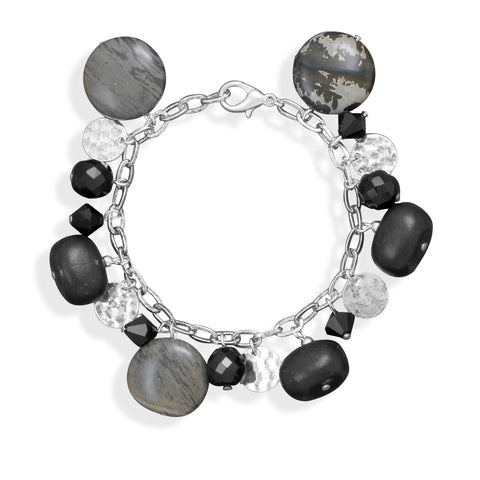 7.5" Multibead Silver Plated Fashion Bracelet