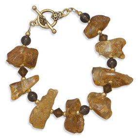 8" Reconstituted Amber and Quartz Fashion Bracelet