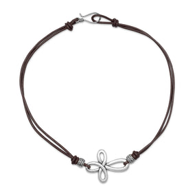 16" Double Strand Leather Cross Fashion Necklace