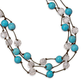 18" Triple Strand Multibead Fashion Necklace