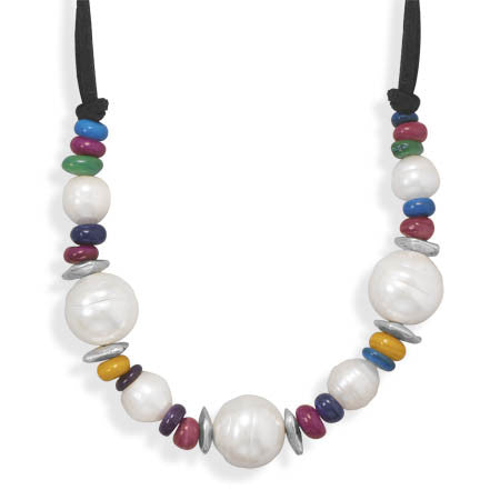 16"+2" Multicolor Dyed Shell Fashion Necklace