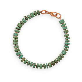 8" Magnesite and Glass Bead Copper Men's Bracelet