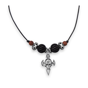 22" Leather Men's Fashion Necklace with Skull Pendant