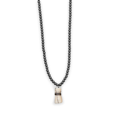 22" Men's Fashion Necklace with Hematite and Coral