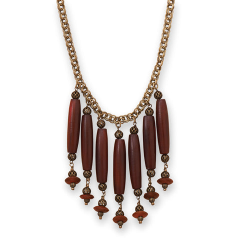 16.5" + 2" Brass Necklace with Horn Beads