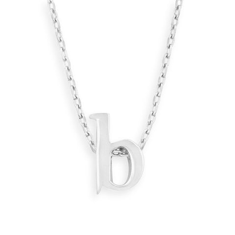 16" + 2" Rhodium Plated Brass Initial "b" Necklace