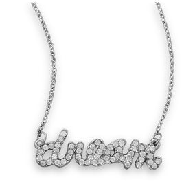 16" + 3" Silver Tone Crystal "dream" Fashion Necklace