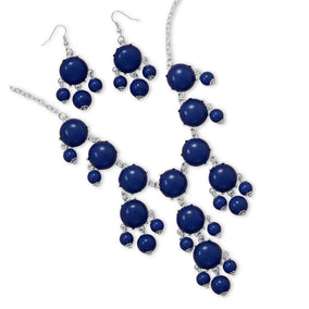 Silver Tone Blue Bead Bubble Style Fashion Set
