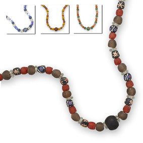 18" + 2" Handmade African Trade Bead Necklace (Designs will vary)