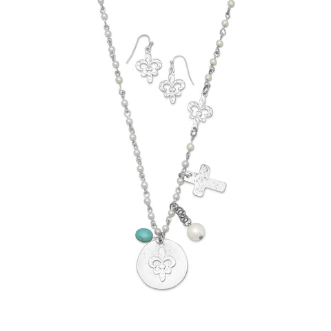 Fleur de Lis Fashion Necklace and Earring Set