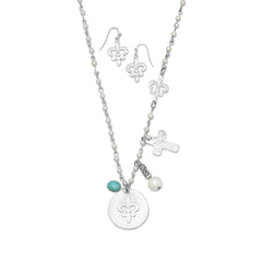 Fleur de Lis Fashion Necklace and Earring Set
