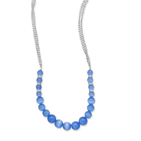 Blue Fiber Optic Glass Bead and Crystal Fashion Necklace