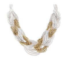 Thick Braided Multistrand Fashion Necklace and Earring Set