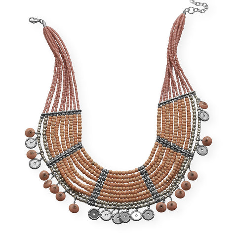 18" + 3" Multistrand Pink and Peach Bead Fashion Necklace