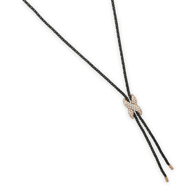 Black Tone Stainless Steel Popcorn Chain with Rose Gold Plated Crystal "X"