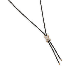 Black Tone Stainless Steel Popcorn Chain with Rose Gold Plated Crystal 