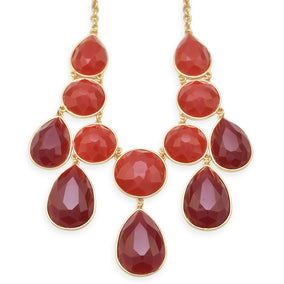 18" + 3" Gold Tone Fashion Necklace with Orange Drops