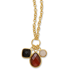 18" 14 Karat Gold Plated Brass Necklace with Multistone Charms